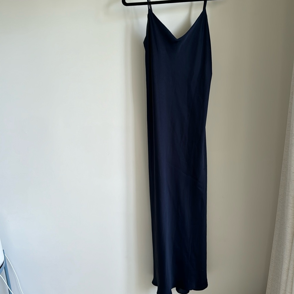HATCH navy silk slip dress